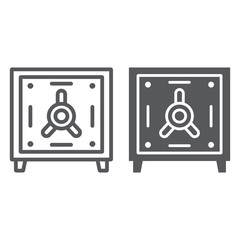 Safe deposit line and glyph icon, finance and currency, bank safe sign, vector graphics, a linear pattern on a white background.