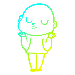 cold gradient line drawing cartoon bald man