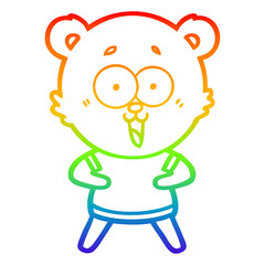rainbow gradient line drawing laughing teddy  bear cartoon