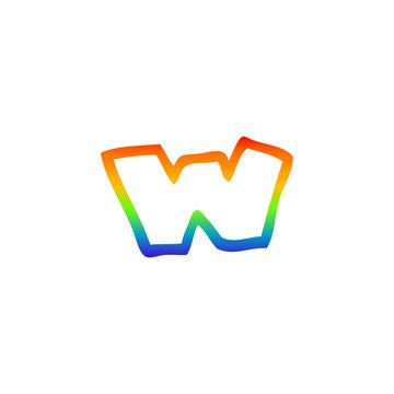 recommend clip art: rainbow gradient line drawing cartoon letter w