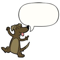 cartoon dancing dog and speech bubble