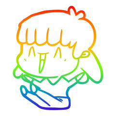 rainbow gradient line drawing cartoon woman