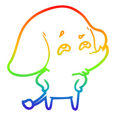 rainbow gradient line drawing cartoon elephant remembering