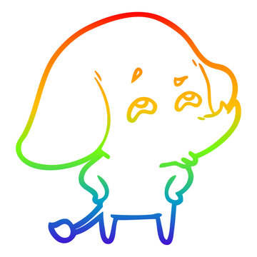 recommend clip art: rainbow gradient line drawing cartoon elephant remembering