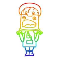 rainbow gradient line drawing cartoon robot