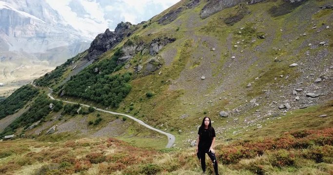 Aerial Ascending Backward: Posing on Top of Hills of Kleine Scheidegg