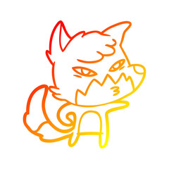 warm gradient line drawing clever cartoon fox