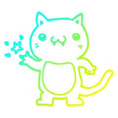 cold gradient line drawing cartoon cat scratching