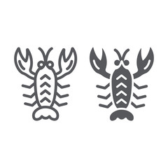 Crawfish line and glyph icon, sea and food, lobster sign, vector graphics, a linear pattern on a white background.