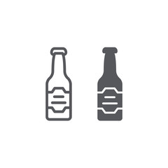 Beer bottle line and glyph icon, drink and alcohol, lager sign, vector graphics, a linear pattern on a white background.