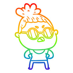 rainbow gradient line drawing cartoon annoyed woman