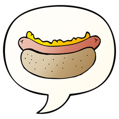 cartoon hotdog and speech bubble in smooth gradient style