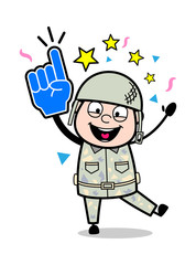 Cheerful Army Man - Cute Army Man Cartoon Soldier Vector Illustration