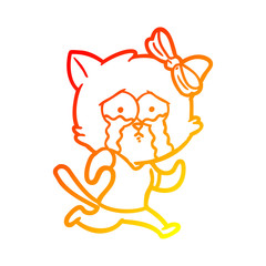 warm gradient line drawing cartoon cat