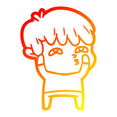 warm gradient line drawing cartoon curious man