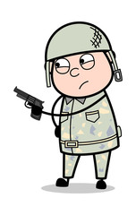 Pointing Gun - Cute Army Man Cartoon Soldier Vector Illustration