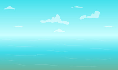 Blue sky over the ocean, vector art illustration.
