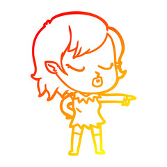 warm gradient line drawing cute cartoon vampire girl