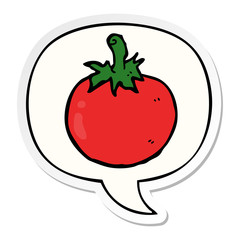 cartoon tomato and speech bubble sticker