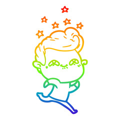Obraz premium rainbow gradient line drawing cartoon excited man