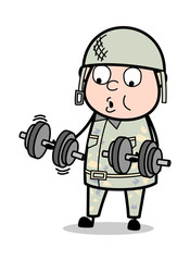 Fitness - Cute Army Man Cartoon Soldier Vector Illustration