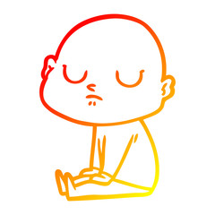 warm gradient line drawing cartoon bald man