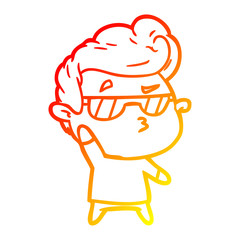 warm gradient line drawing cartoon cool guy