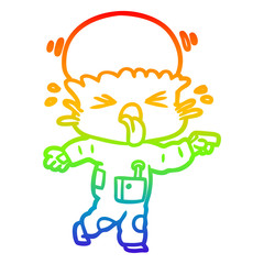 rainbow gradient line drawing weird cartoon alien pointing