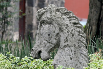 Fototapeta na wymiar Pferdekopf aus Stein
