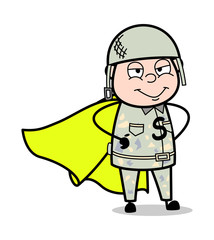 Army Man as a Super Hero - Cute Army Man Cartoon Soldier Vector Illustration