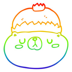 rainbow gradient line drawing cartoon christmas bear