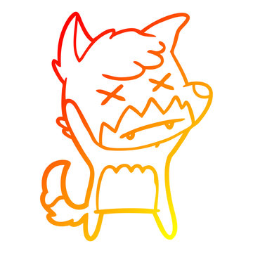 recommend clip art: warm gradient line drawing cartoon cross eyed fox