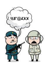 Army Man Arrested a Fake Officer - Cute Army Man Cartoon Soldier Vector Illustration