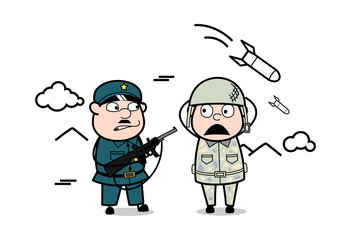 Caught a Fake Officer - Cute Army Man Cartoon Soldier Vector Illustration