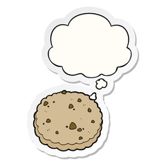 cartoon biscuit and thought bubble as a printed sticker