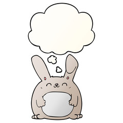 cartoon rabbit and thought bubble in smooth gradient style