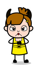Bad Evil Girl - Cute Girl Cartoon Character Vector Illustration