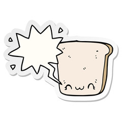 cartoon slice of bread and speech bubble sticker