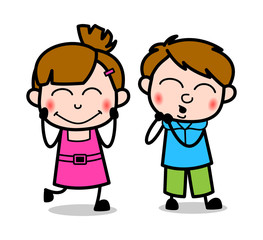 Blushing Expressions - Cute Girl Cartoon Character Vector Illustration