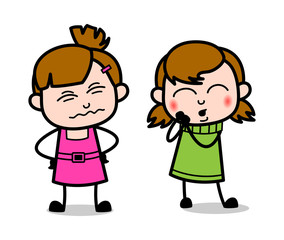 Face Expressions - Cute Girl Cartoon Character Vector Illustration