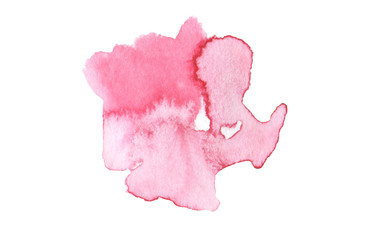 Abstract watercolor and acrylic blot painting. Red and pink Color design element. Texture paper. Isolated on white background.