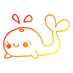 warm gradient line drawing cute cartoon whale