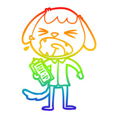rainbow gradient line drawing cute cartoon dog