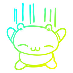 cold gradient line drawing cartoon jumping bear