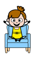 Joyful Expression - Cute Girl Cartoon Character Vector Illustration