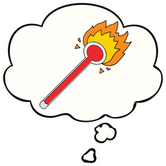 cartoon thermometer and thought bubble
