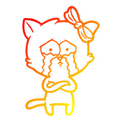 warm gradient line drawing cartoon cat