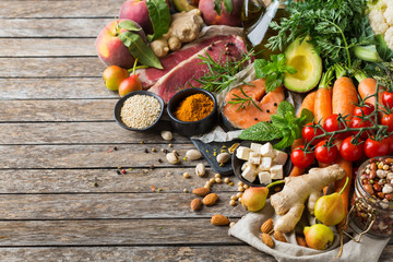 Healthy food for balanced flexitarian mediterranean diet concept