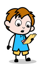 Reading Instruction - School Boy Cartoon Character Vector Illustration