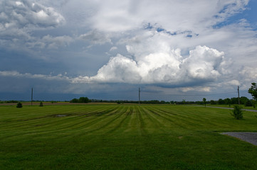 Fototapeta na wymiar Green Grass with Storm Clouds